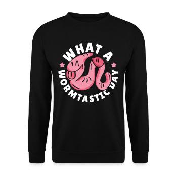 What A Wormtastic Day Worm Farming Vermiculture - Unisex Sweatshirt - black - Front - Alina (178cm) & Michal (187cm)