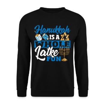 Latke Fête des Lumières Hanoukka Shammash Hanoukka - Sweat-shirt Unisexe - noir - Devant - Alina (178cm) & Michal (187cm)