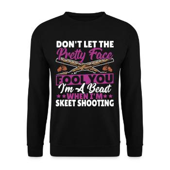 Clay Bird Hunter Sports Skeet Shooting Skeet - Unisex Sweatshirt - black - Front - Alina (178cm) & Michal (187cm)