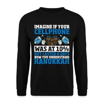 Vacances d’hiver Hanoukka Menorah juive de Hanoukka - Sweat-shirt Unisexe - noir - Devant - Alina (178cm) & Michal (187cm)
