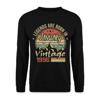 Die Legenden wurden im Januar 1996 - 1996 geboren - Unisex Pullover - Schwarz - Vorne - Alina (178cm) & Michal (187cm)