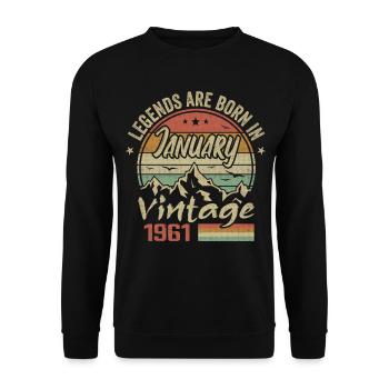 Les Légendes Sont Nées En Janvier 1961 - 1961 - Sweat-shirt Unisexe - noir - Devant - Alina (178cm) & Michal (187cm)