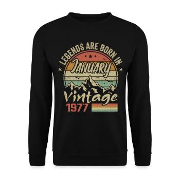 Les Légendes Sont Nées En Janvier 1977 - 1977 - Sweat-shirt Unisexe - noir - Devant - Alina (178cm) & Michal (187cm)