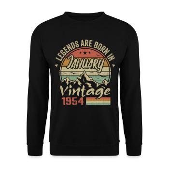 Die Legenden wurden im Januar 1954 - 1954 geboren - Unisex Pullover - Schwarz - Vorne - Alina (178cm) & Michal (187cm)