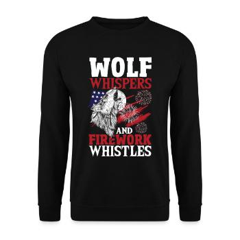 Loup hurlant étoiles blanches rayures rouges - Sweat-shirt Unisexe - noir - Devant - Alina (178cm) & Michal (187cm)
