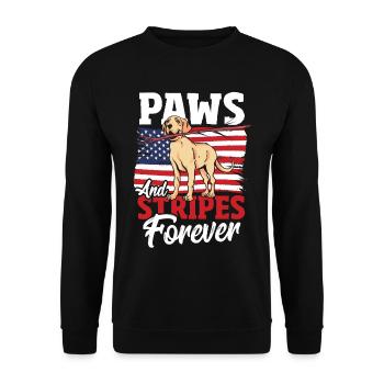 Black Lab Dog Holding July 4th Patriotic USA Flag - Unisex Sweatshirt - black - Front - Alina (178cm) & Michal (187cm)