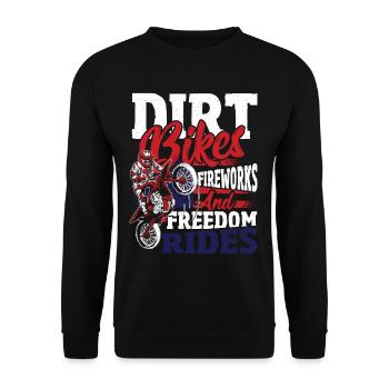Dirt Bike amerikanische Flagge Motocross Biker 4. - Unisex Pullover - Schwarz - Vorne - Alina (178cm) & Michal (187cm)
