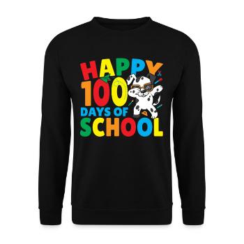 Joyeux 100 jours d’école 100e jour Dalmatiens - Sweat-shirt Unisexe - noir - Devant - Alina (178cm) & Michal (187cm)