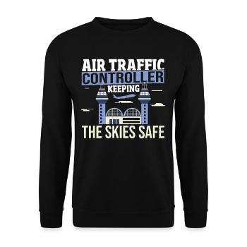 Radar Piloten Landebahn Fluglotsen Dekorationen - Unisex Pullover - Schwarz - Vorne - Alina (178cm) & Michal (187cm)