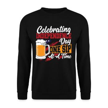 Merica Amerikanische Flagge Bierflasche 4. Juli - Unisex Pullover - Schwarz - Vorne - Alina (178cm) & Michal (187cm)