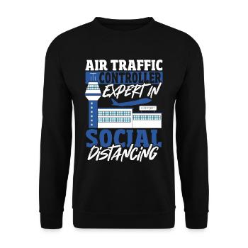 Radarflugzeug Flughafen Fluglotse Uniform - Unisex Pullover - Schwarz - Vorne - Alina (178cm) & Michal (187cm)