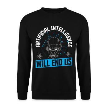 Cyborg AI Roboter Ingenieur Prompt Ingenieur - Unisex Pullover - Schwarz - Vorne - Alina (178cm) & Michal (187cm)