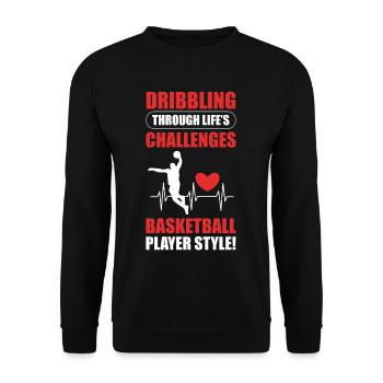Sport Korbball Basketballspieler - Unisex Pullover - Schwarz - Vorne - Alina (178cm) & Michal (187cm)