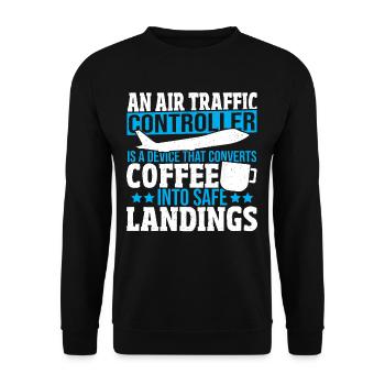 Luftverkehr Luftfahrt Landebahn Fluglotse Kostüm - Unisex Pullover - Schwarz - Vorne - Alina (178cm) & Michal (187cm)