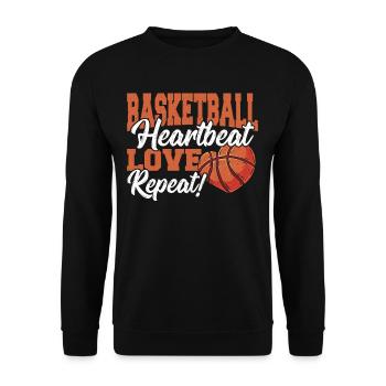 Basketball Basket Couple Basketball Heartbeat, - Unisex Sweatshirt - black - Front - Alina (178cm) & Michal (187cm)