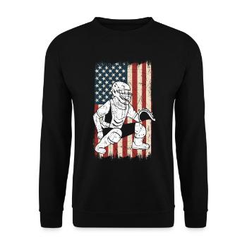 Baseball American Flag Patriotic Catcher 4th of - Unisex Sweatshirt - black - Front - Alina (178cm) & Michal (187cm)