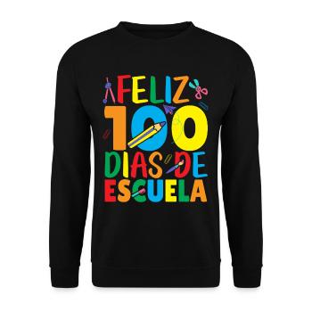 Feliz 100 Dias de Escuela Spanisch Froher 100. - Unisex Pullover - Schwarz - Vorne - Alina (178cm) & Michal (187cm)