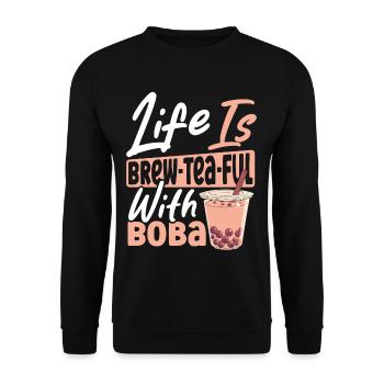 Chai Tea Tea latte Tapioca Pearls - Unisex Sweatshirt - black - Front - Alina (178cm) & Michal (187cm)