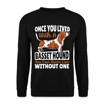 Tierliebhaber Dufthund Hundeliebhaber Basset Queen - Unisex Pullover - Schwarz - Vorne - Alina (178cm) & Michal (187cm)