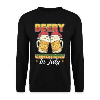 Christmas in July Hawaiian Funny Summer Xmas - Unisex Sweatshirt - black - Front - Alina (178cm) & Michal (187cm)
