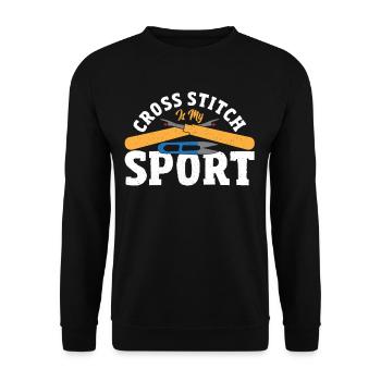Cross Stitch Lover Embroidery Crafty Mom Cross - Unisex Sweatshirt - black - Front - Alina (178cm) & Michal (187cm)
