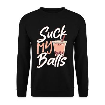 Boba-Tee Tee mit Matcha-Geschmack Boba-Tee-Shirt - Unisex Pullover - Schwarz - Vorne - Alina (178cm) & Michal (187cm)