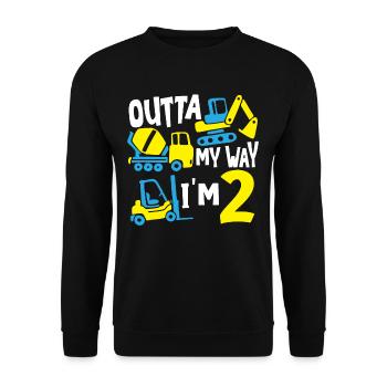 Baukran Bau Thema Geburtstage - Unisex Pullover - Schwarz - Vorne - Alina (178cm) & Michal (187cm)