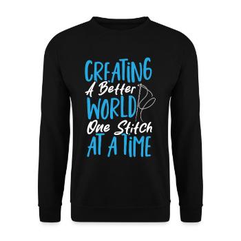 Kreuzstich Nähen Kreuzstich I Love Cross Stitch - Unisex Pullover - Schwarz - Vorne - Alina (178cm) & Michal (187cm)