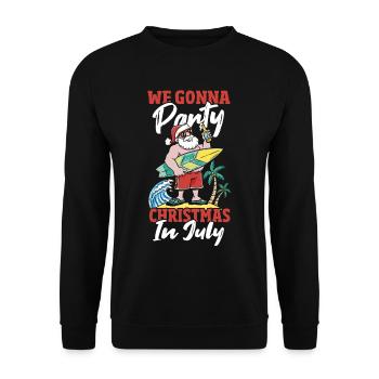 Christmas in July Funny Santa Surfing Summer - Unisex Sweatshirt - black - Front - Alina (178cm) & Michal (187cm)
