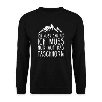 Täschhorn I mountain in Switzerland for hikers - Unisex Sweatshirt - black - Front - Alina (178cm) & Michal (187cm)