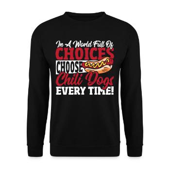 Hot-Dog Hot-dogs Chili Dog - Sweat-shirt Unisexe - noir - Devant - Alina (178cm) & Michal (187cm)