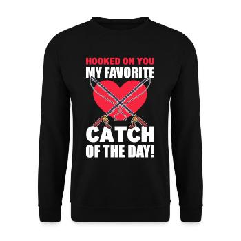 Bait Valentine’s Day Hearts Fishing Is My - Unisex Sweatshirt - black - Front - Alina (178cm) & Michal (187cm)
