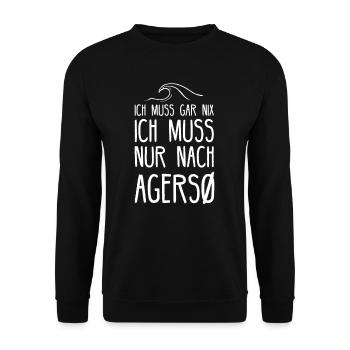 Agerso I dänische Insel Motiv für Dänen - Unisex Pullover - Schwarz - Vorne - Alina (178cm) & Michal (187cm)