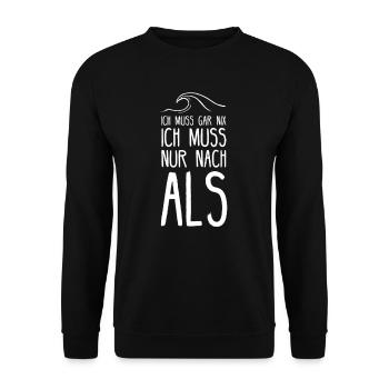 Als I dänische Insel Motiv für Dänen - Unisex Pullover - Schwarz - Vorne - Alina (178cm) & Michal (187cm)