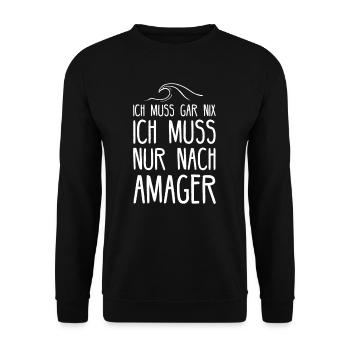 Amager I dänische Insel Motiv für Dänen - Unisex Pullover - Schwarz - Vorne - Alina (178cm) & Michal (187cm)