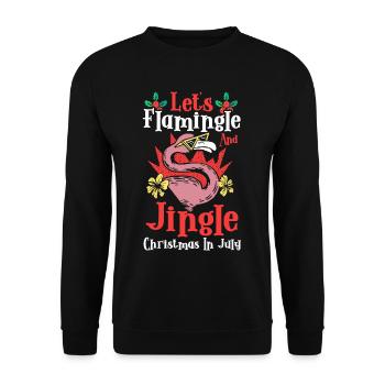 Tropical Pink Flamingo Christmas in July Summer - Unisex Sweatshirt - black - Front - Alina (178cm) & Michal (187cm)