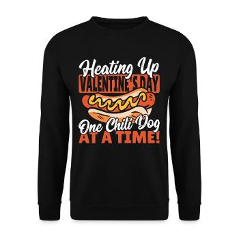 La Saint-Valentin coeurs coeur Chili Dog - Sweat-shirt Unisexe - noir - Devant - Alina (178cm) & Michal (187cm)