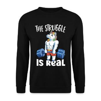 Deadlift Bench Dumbbells Unicorn Deadlifting - Unisex Pullover - Schwarz - Vorne - Alina (178cm) & Michal (187cm)