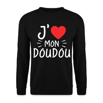 I Love My Woman Plushie Love Plushie Gift - Unisex Sweatshirt - black - Front - Alina (178cm) & Michal (187cm)