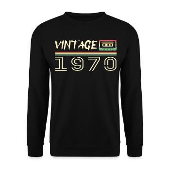 1970er Jahre Original 1970er Retro 1970er Jahre Geburtstagsgeschenk - Unisex Pullover - Schwarz - Vorne - Alina (178cm) & Michal (187cm)