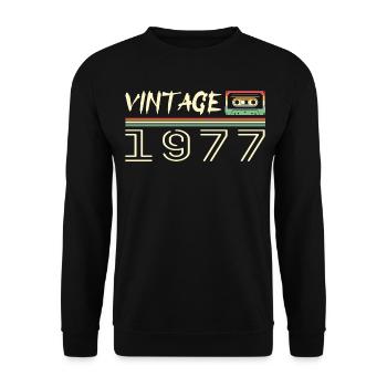 1977 Original 1977 Retro Geschenk Geburtstag 1977 - Unisex Pullover - Schwarz - Vorne - Alina (178cm) & Michal (187cm)