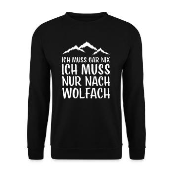 Wolfach I Schwarzwald Urlaub Motiv für Wäller - Unisex Pullover - Schwarz - Vorne - Alina (178cm) & Michal (187cm)