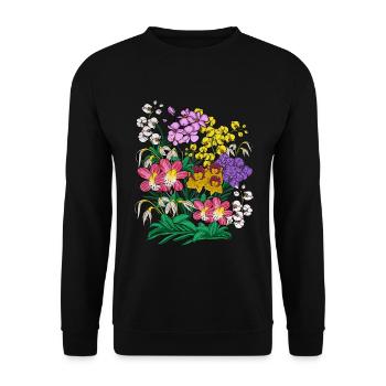 Orchideen Blumen Pflanzen Geschenk Orchidee - Unisex Pullover - Schwarz - Vorne - Alina (178cm) & Michal (187cm)