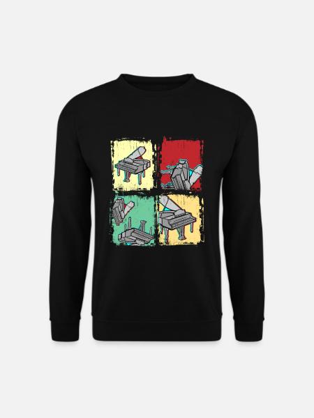 Vintage Pianist Geschenk Retro Klavier - Unisex Pullover - Schwarz