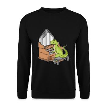 Dinosaurier Klavierspieler Kinder Musik Klavier - Unisex Pullover - Schwarz - Vorne - Alina (178cm) & Michal (187cm)
