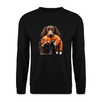 Deutsch Langhaar I Jagdhund Vorstehhund Motiv für - Unisex Pullover - Schwarz - Vorne - Alina (178cm) & Michal (187cm)