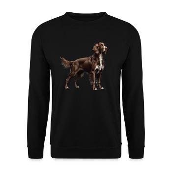 Deutsch Langhaar I Jagdhund Vorstehhund Motiv für - Unisex Pullover - Schwarz - Vorne - Alina (178cm) & Michal (187cm)
