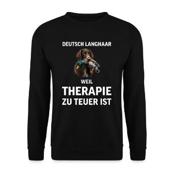 Deutsch Langhaar I Jagdhund Vorstehhund Motiv für - Unisex Pullover - Schwarz - Vorne - Alina (178cm) & Michal (187cm)