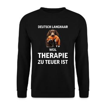 Deutsch Langhaar I Jagdhund Vorstehhund Motiv für - Unisex Pullover - Schwarz - Vorne - Alina (178cm) & Michal (187cm)