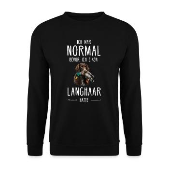 Deutsch Langhaar I Jagdhund Vorstehhund Motiv für - Unisex Pullover - Schwarz - Vorne - Alina (178cm) & Michal (187cm)